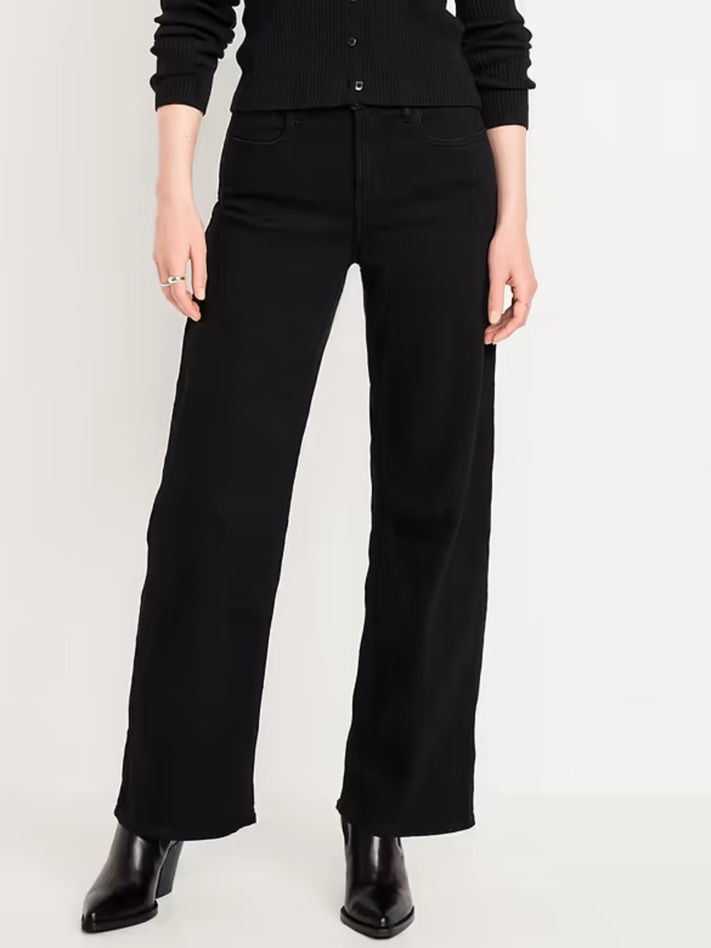 Black Wide-Leg Women’s Jeans — High Rise